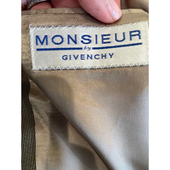 Vintage Monsieur by Givenchy 100% Worsted Wool Mens Blazer Jacket 44L Brown/Blk - Picture 5 of 11